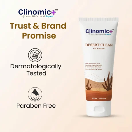 Clinomic Plus Desert Clean Facewash with hydrating acne control formula for clear skin