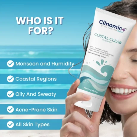 Clinomic Plus Coastal Clear Facewash for pimple control and daily skin purification