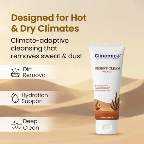 Clinomic Plus Desert Clean Facewash with salicylic acid for deep cleansing and acne control