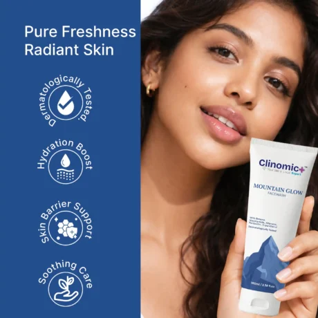 Clinomic Plus climate adaptive winter facewash for cold weather skin barrier protection