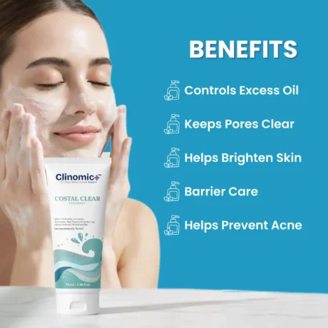 Clinomic Plus humid weather facewash for Indian skin exposed to sweat humidity and pollution