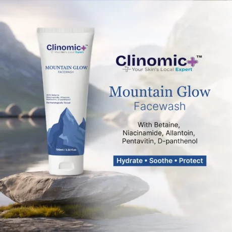 Clinomic Plus Mountain Glow Facewash designed for cold weather skincare and dry skin care