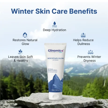 Clinomic Plus winter facewash for Indian skin exposed to harsh cold and dry climate