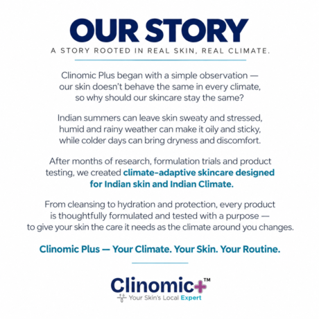 1. Clinomic Plus climate-adaptive skincare for Indian skin designed for changing Indian weather conditions