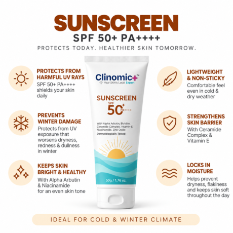 Clinomic Plus SPF 50+ PA++++ Sunscreen for daily winter sun protection